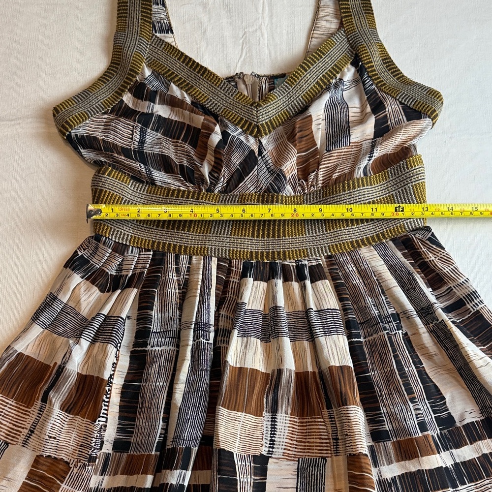 Plenty by Tracy Reese Anthropologie Brown Cream Plaid Sleeveless Silk Sundress 8 - Picture 8 of 13